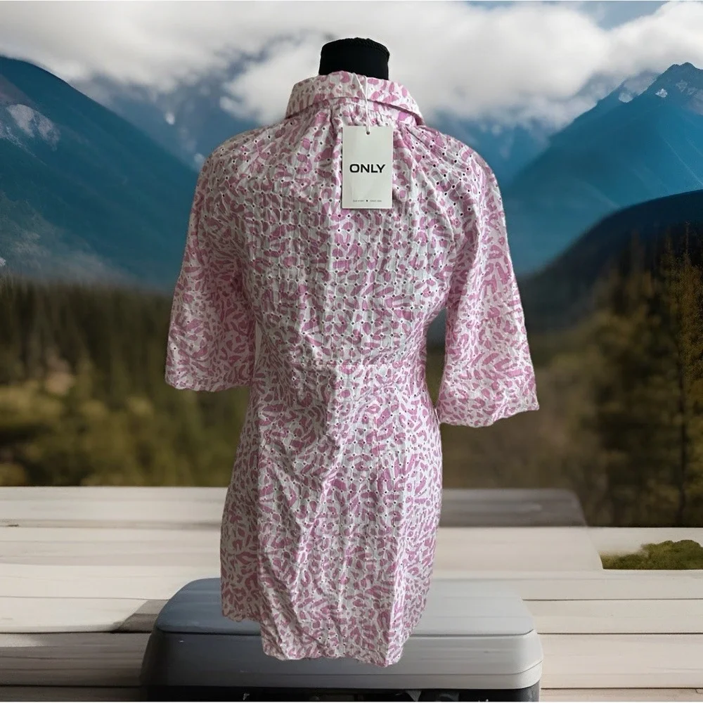 Y2K NWT ONLY Step-Hem Shirtdress in Baby Pink Sz3& Schiffi Floral Fairycore CHIC